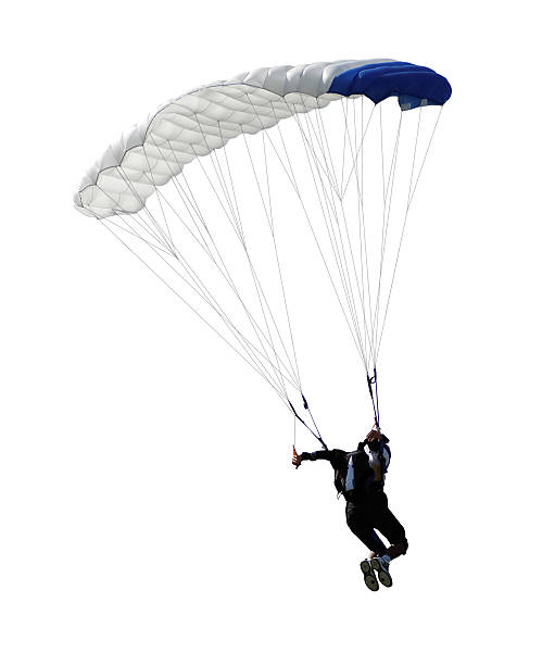 parachutist isolated paratrooper parachute jump in isolated parachuting stock pictures, royalty-free photos & images