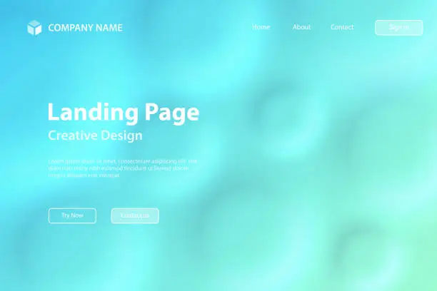 Vector illustration of Landing page Template - Abstract background with circles and Blue gradient