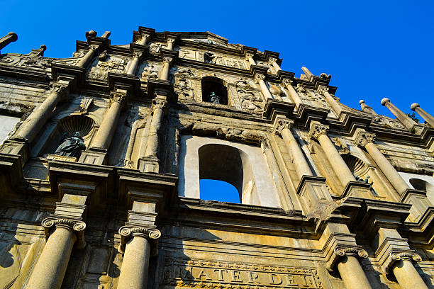 ruinen von st. paul kirche - unesco world heritage site macao church stone stock-fotos und bilder