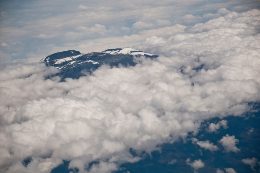 top of kilimanjaro seen from a plane