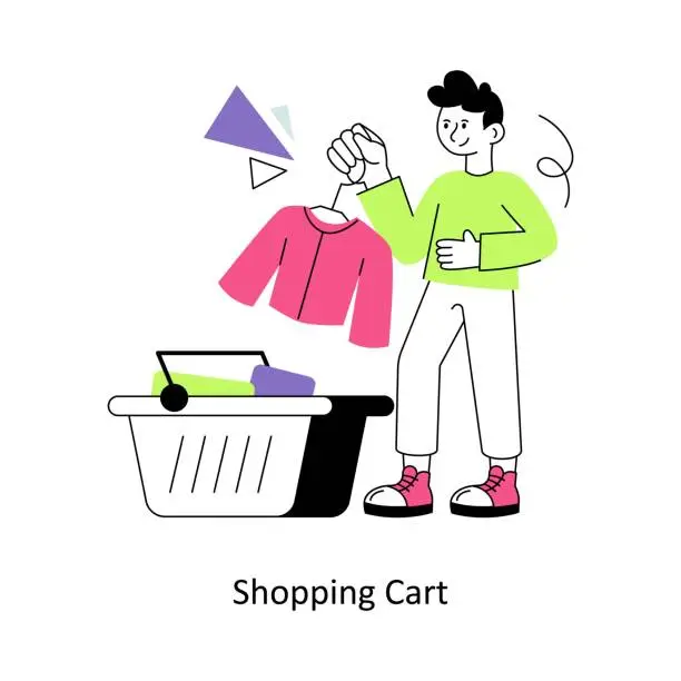Vector illustration of Shopping Cart Flat Style Design Vector illustration. Stock illustration
