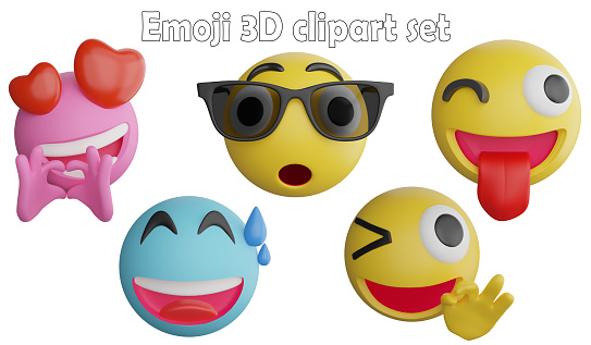Emoji clipart element ,3D render emoji and emoticon concept isolated on white background icon set No.4