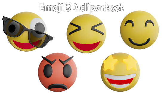 Emoji clipart element ,3D render emoji and emoticon concept isolated on white background icon set No.3