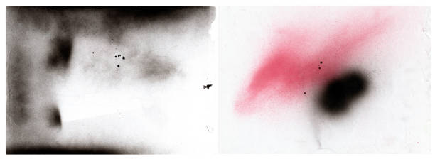 istock Set of abstract spray stains in red and black on paper, real stains made with spray. Resource of spray texture and paper texture. 1851896695