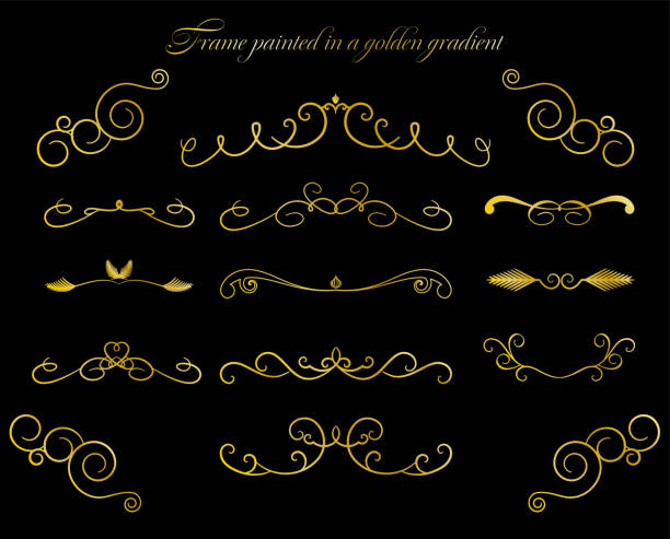 luksusowy i elegancki zestaw ramek (gradientowe złoto) - creeper plant herb frame isolated stock illustrations
