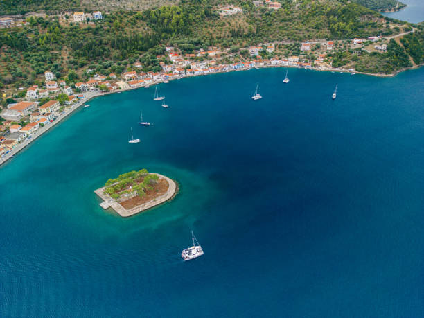 istock Vathi bay, Ithaca, Greece with sailboats anchored 1851915237