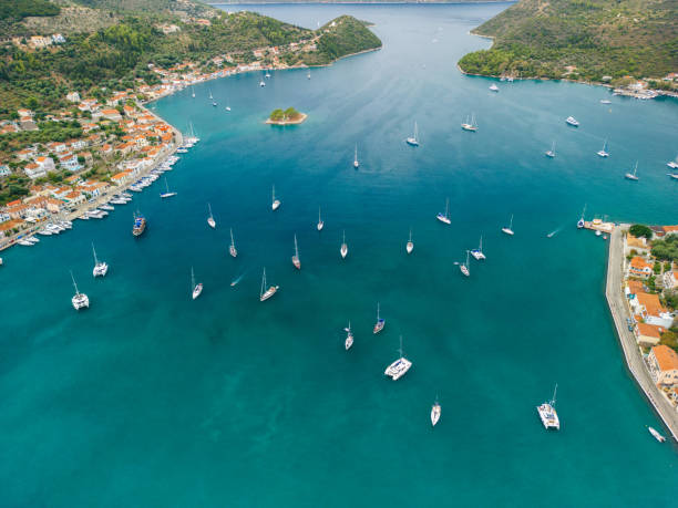 istock Vathi bay, Ithaca, Greece with sailboats anchored 1851915240