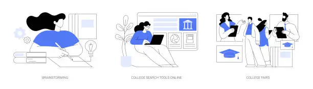 Vector illustration of College search isolated cartoon vector illustrations se