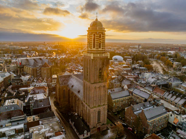 istock Zwolle Peperbus church tower during a cold winter sunrise 1851941433