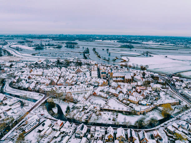 istock Hattem aerial view during a cold winter morning 1851944185