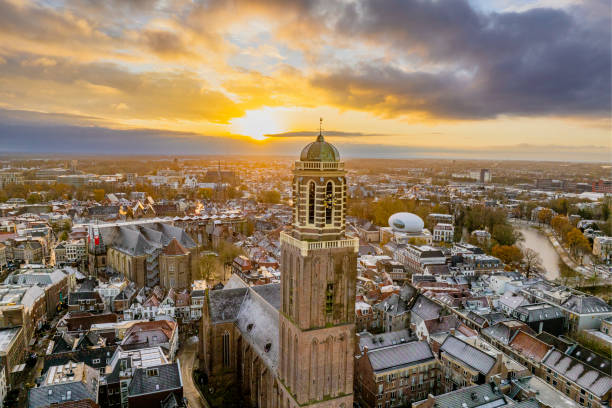 istock Zwolle Peperbus church tower during a cold winter sunrise 1851945246