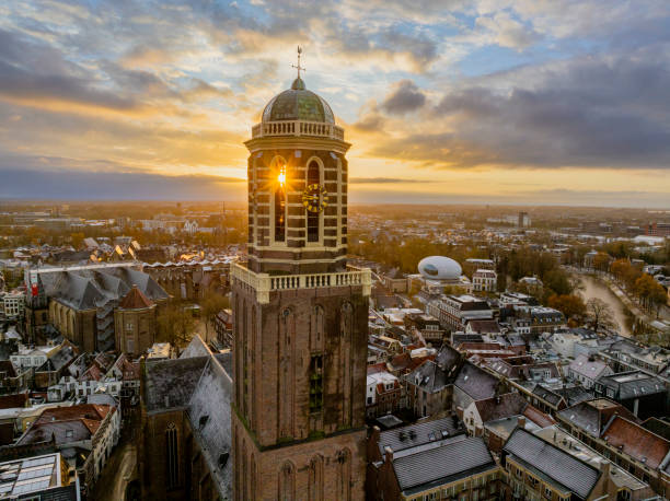 istock Zwolle Peperbus church tower during a cold winter sunrise 1851947429