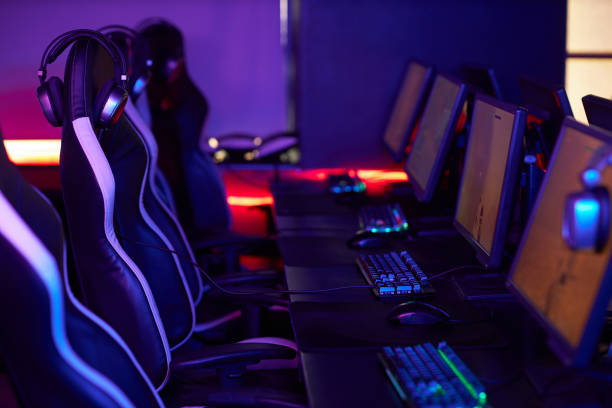 istock Computer Club Interior with Gaming Equipment in Row 1851950657