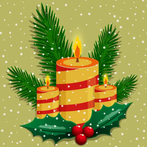 Vector illustration of candle winter 2