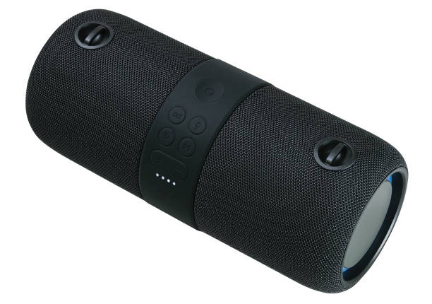 istock Large black musical wireless speaker, isolated 1851975040