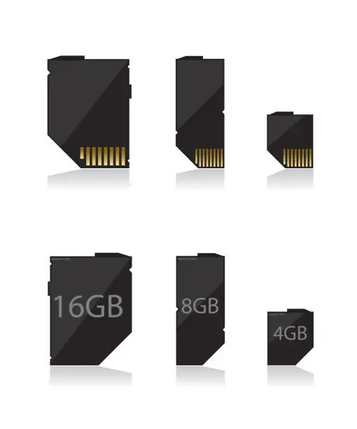Vector illustration of Memory card black