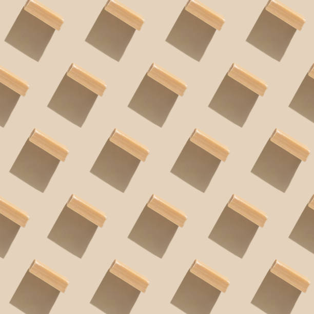 istock Pattern with Natural beige soap bars on light beige top view, hard shadows 1852006621