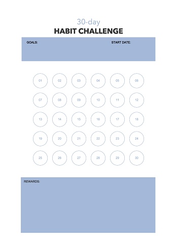 challenge plan, minimalistic daily, weekly planner printable template. habit, workout planning and to do list. printable planner, digital planner. A4 and letter size. Vector template. EPS 10