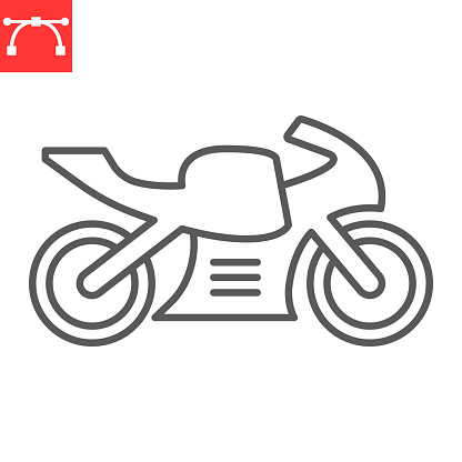 Sportbike motorcycle line icon, transportation and vehicle, motorbike vector icon, vector graphics, editable stroke outline sign, eps 10.