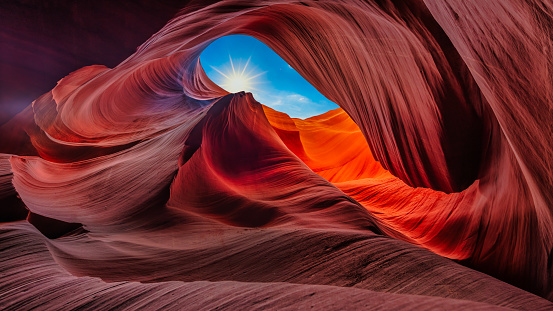 The beautiful rock formations in Antelope Canyon. Arizona, USA
