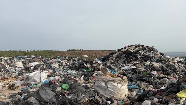 Large garbage pile and pollution,Pile of stink and toxic residu. 4k video. No people.