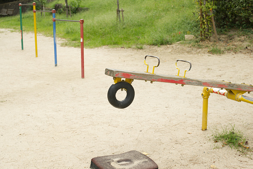 Seesaw in a park.