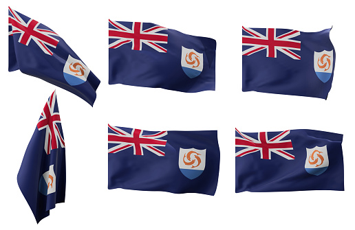 Large pictures of six different positions of the flag of Anguilla