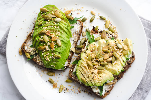 istock Healthy avocado toasts for breakfast or lunch with rye bread 1852054240