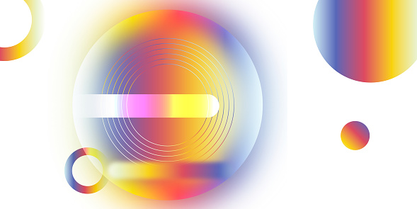 Rainbow colourful geometric circle with glitch effect on white background