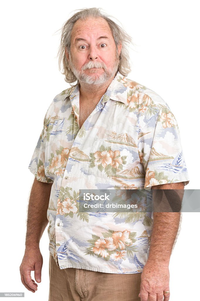 선임 Man In 하와이어 셔츠 전국적인 눈썹 - 로열티 프리 남자 스톡 사진