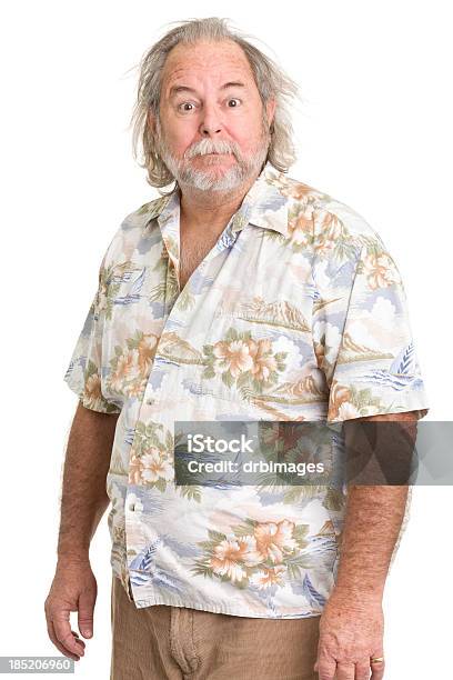 선임 Man In 하와이어 셔츠 전국적인 눈썹 남자에 대한 스톡 사진 및 기타 이미지 - 남자, 하와이안 셔츠, 과체중