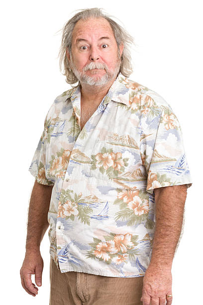 istock Senior Man In Hawaiian Shirt Raises Eyebrows 185206960