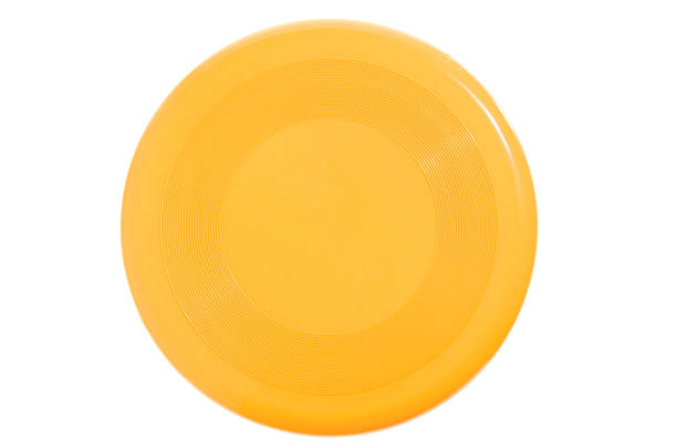 istock Bright yellow Frisbee on white background 185207273