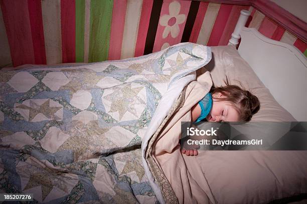 Sleeping Child In Bed Stock Photo - Download Image Now - Child, Quilt, 2-3 Years