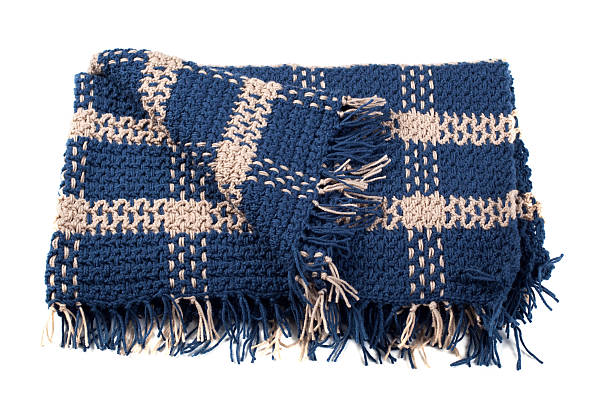 istock Homemade Crocheted Yarn Afghan Blanket Isolated on White Background 185207648