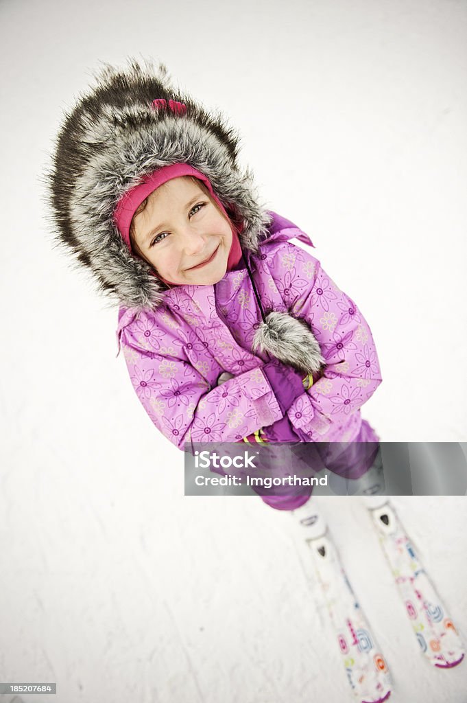 Little skier Little girl skiing. 4-5 Years Stock Photo