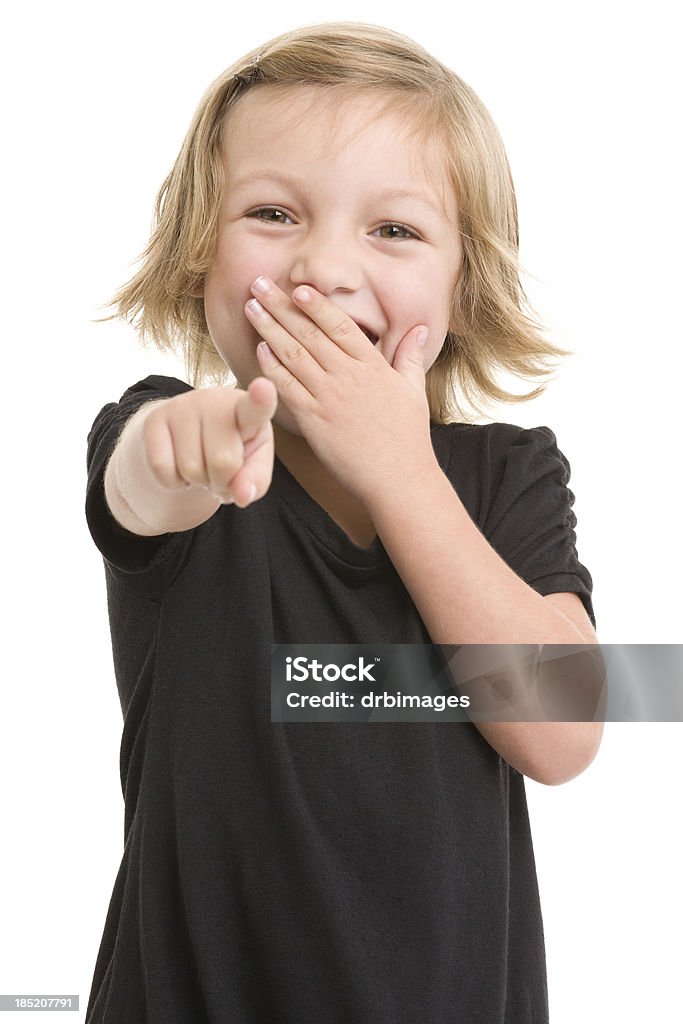 Entusiasmado rapariga a apontar para a câmara - Royalty-free Criança Foto de stock