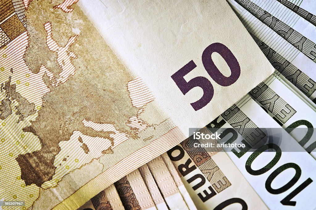 Valuta dell'Unione europea. Mappa di Europa. - Foto stock royalty-free di Affari