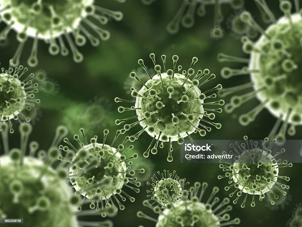 3D macro abstract viruses on green background 3D viruses on green background.Similar images: Virus Stock Photo