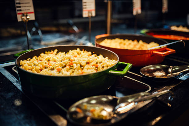 Pasta meal with peas and carrots.