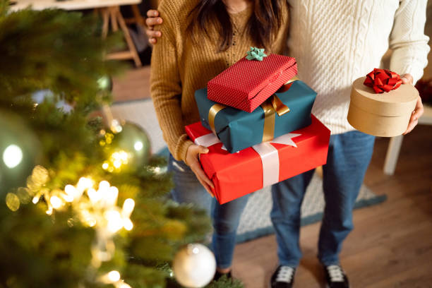 istock Presents are wrapped and ready to be placed under the Christmas tree 1852096752