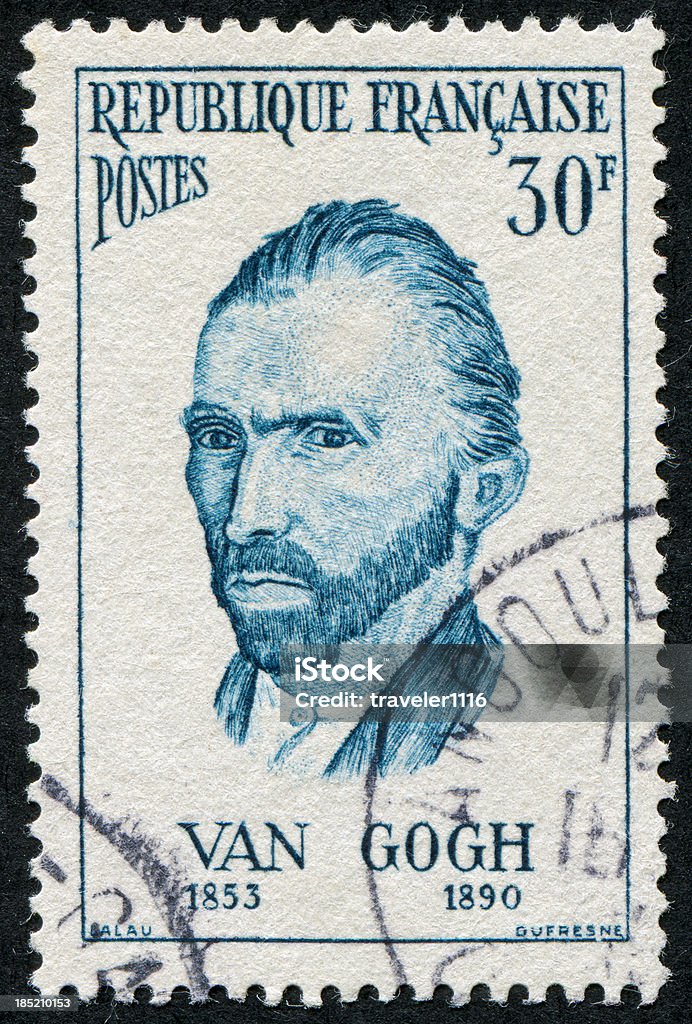 Van Gogh Stamp Cancelled Stamp From France Featuring The Artist Vincent Willem Van Gogh Vincent Van Gogh - Painter Stock Photo