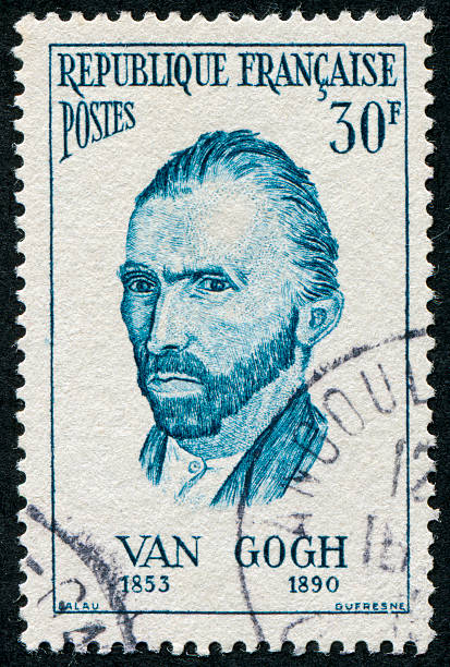 Van Gogh Stamp Cancelled Stamp From France Featuring The Artist Vincent Willem Van Gogh vincent van gogh painter stock pictures, royalty-free photos & images
