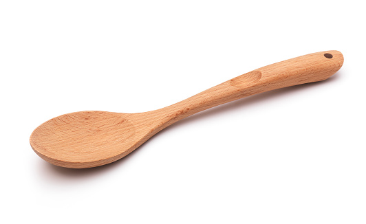 single isolated wooden spoon