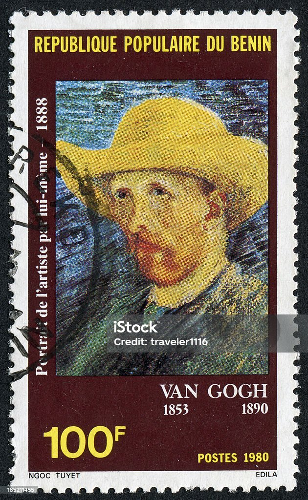 Van Gogh Stamp Cancelled Stamp From Benin Featuring The Artist Vincent Willem Van Gogh Vincent Van Gogh - Painter Stock Photo