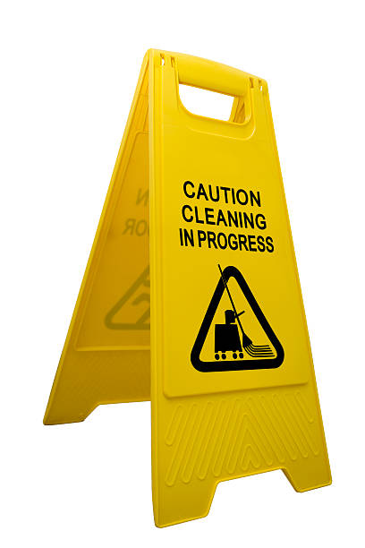 istock A yellow caution cleaning sign against a white background. 185211694