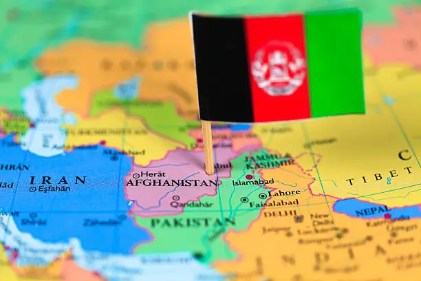 Photo of Map and flag of Afghanistan