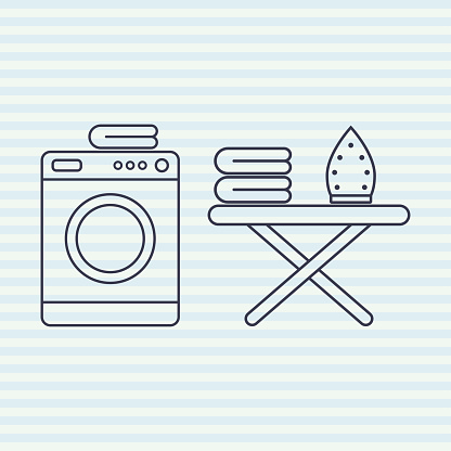 Concept of home tools, electrical appliances, equipment. Vector outline illustration.