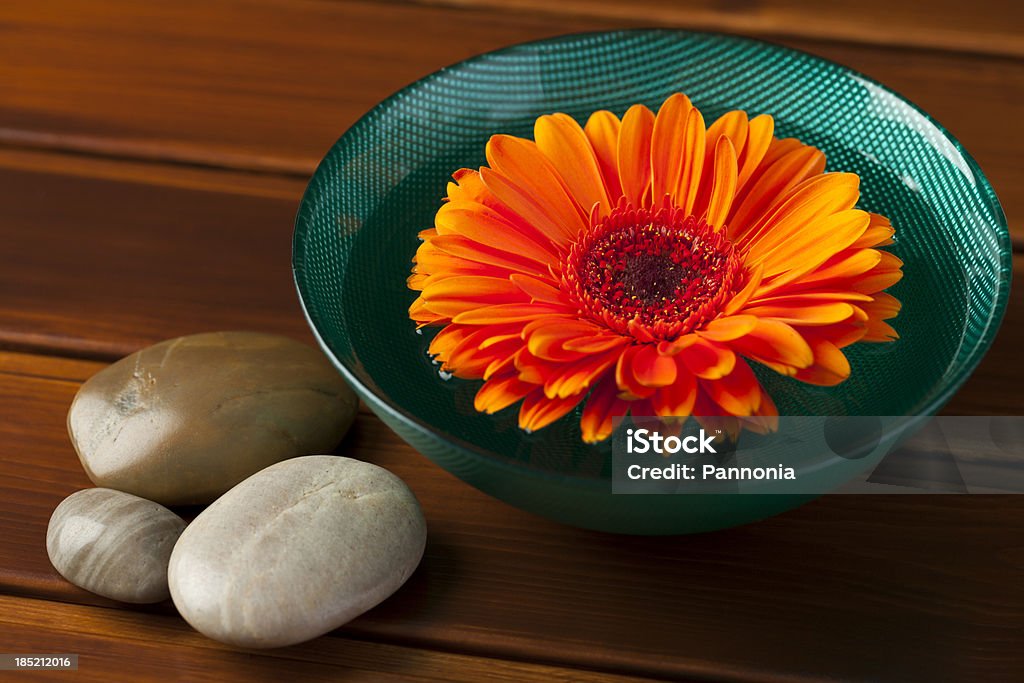 Zen like concept "Zen like concept - with floating gerber, candle and pebbles" Aromatherapy Stock Photo