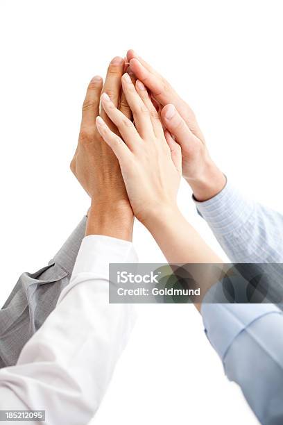 Business Team Success Stock Photo - Download Image Now - Business, High-Five, White Background